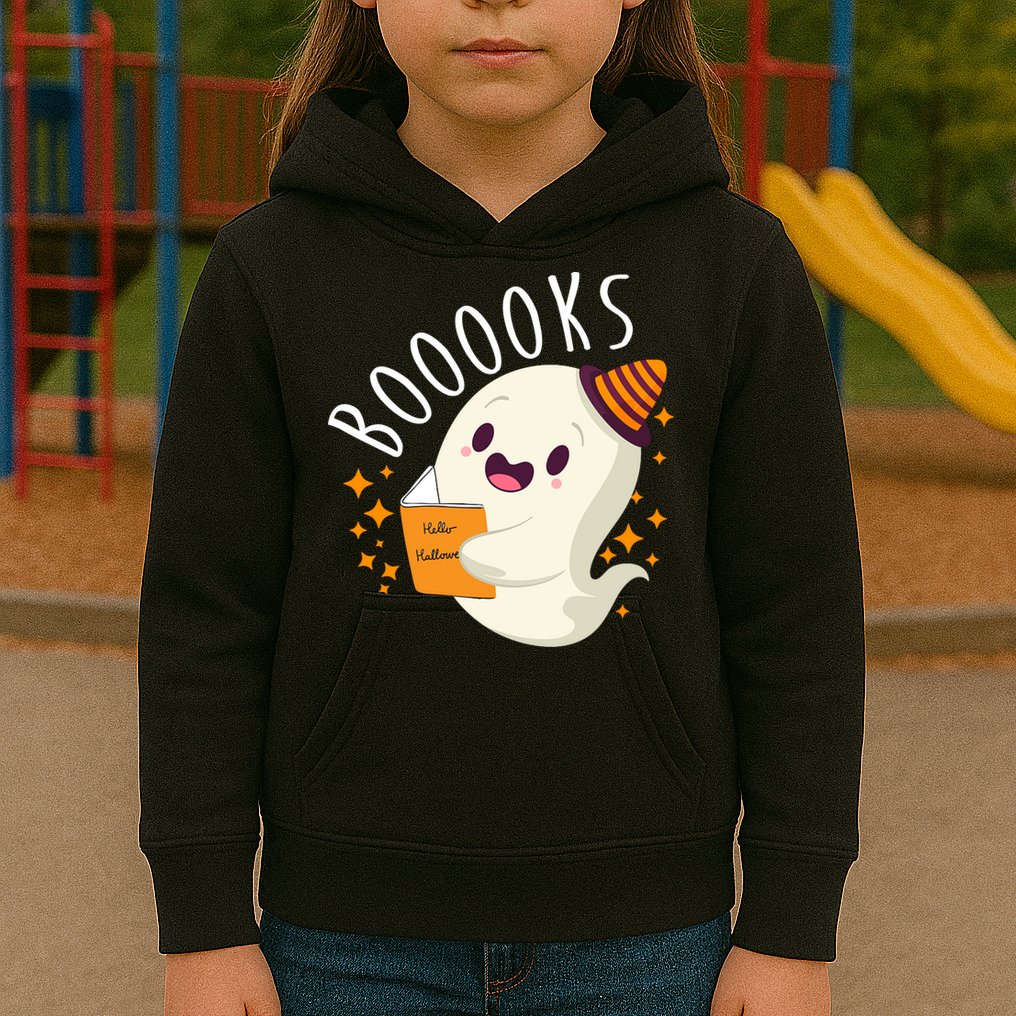 Books Ghost Halloween Cute Funny Kids Hoodie
