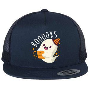 Books Ghost Halloween Cute Funny Flat Bill Trucker Hat