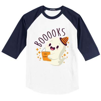 Books Ghost Halloween Cute Funny Baseball Sleeve Shirt