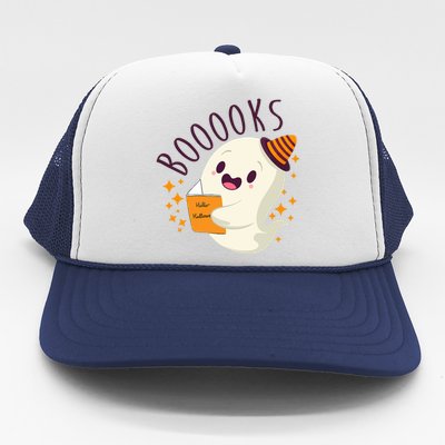 Books Ghost Halloween Cute Funny Trucker Hat