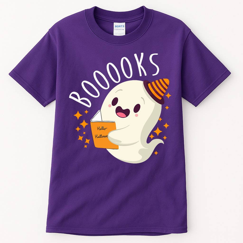 Books Ghost Halloween Cute Funny Tall T-Shirt