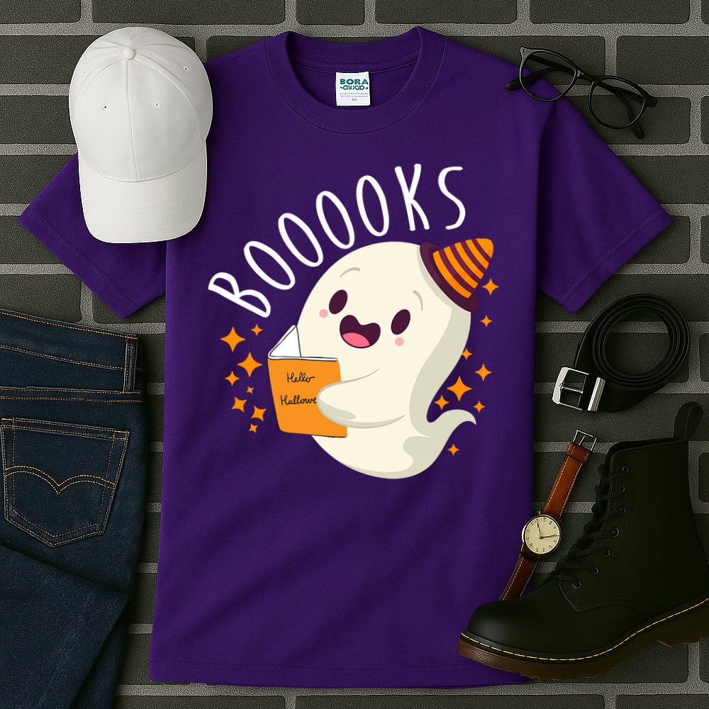 Books Ghost Halloween Cute Funny Tall T-Shirt