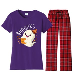 Books Ghost Halloween Cute Funny Women's Flannel Pajama Set