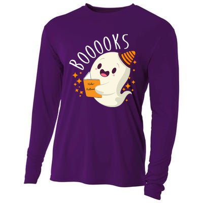 Books Ghost Halloween Cute Funny Cooling Performance Long Sleeve Crew