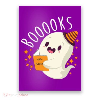 Books Ghost Halloween Cute Funny Poster