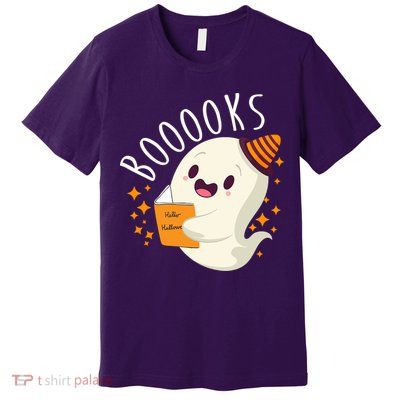 Books Ghost Halloween Cute Funny Premium T-Shirt