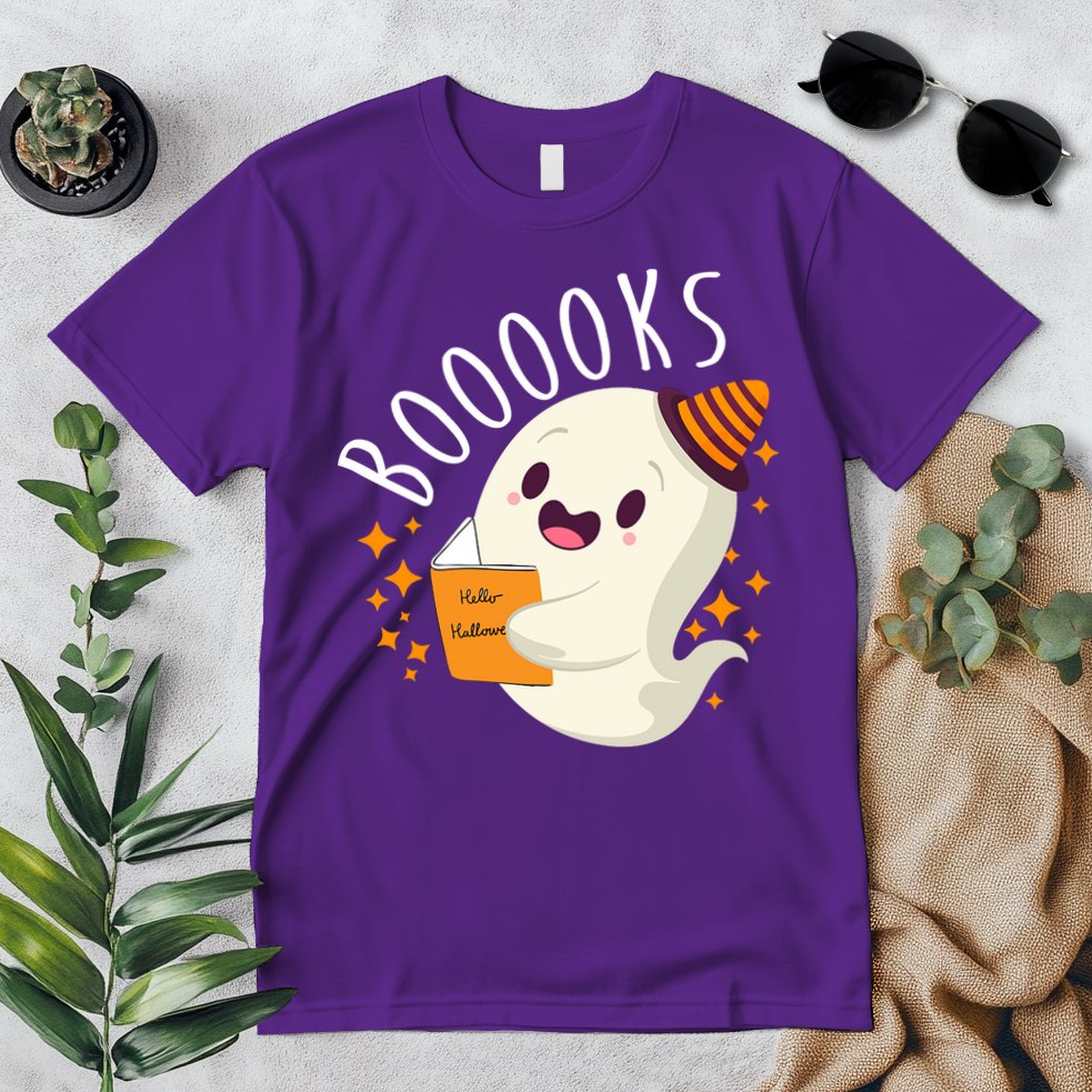 Books Ghost Halloween Cute Funny Premium T-Shirt
