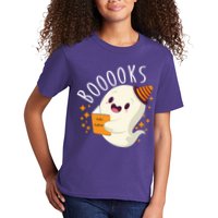 Books Ghost Halloween Cute Funny Kids T-Shirt