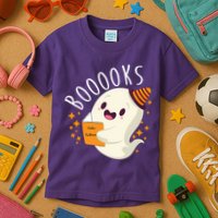 Books Ghost Halloween Cute Funny Kids T-Shirt