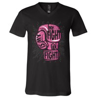 Boxing Gloves Her Fight Is My Fight Breast Cancer Awareness Gift V-Neck T-Shirt