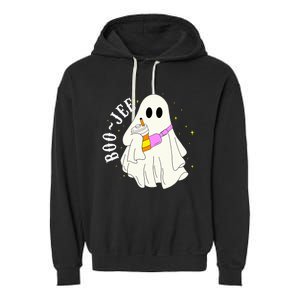 BooJee Ghost Halloween Costume Spooky Season Fun Garment-Dyed Fleece Hoodie