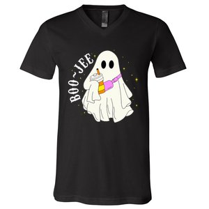 BooJee Ghost Halloween Costume Spooky Season Fun V-Neck T-Shirt