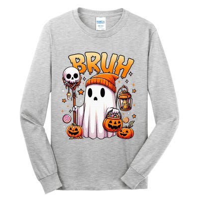 Bruh Ghost Halloween Cute Ghost Trick Or Treat Candy Tall Long Sleeve T-Shirt