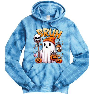 Bruh Ghost Halloween Cute Ghost Trick Or Treat Candy Tie Dye Hoodie