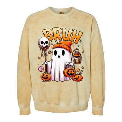 Bruh Ghost Halloween Cute Ghost Trick Or Treat Candy Colorblast Crewneck Sweatshirt