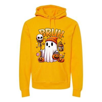 Bruh Ghost Halloween Cute Ghost Trick Or Treat Candy Premium Hoodie