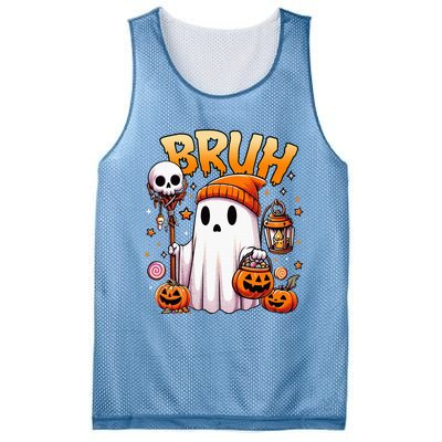 Bruh Ghost Halloween Cute Ghost Trick Or Treat Candy Mesh Reversible Basketball Jersey Tank