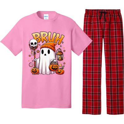 Bruh Ghost Halloween Cute Ghost Trick Or Treat Candy Pajama Set