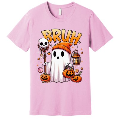 Bruh Ghost Halloween Cute Ghost Trick Or Treat Candy Premium T-Shirt