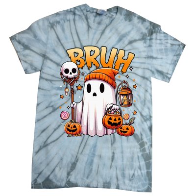 Bruh Ghost Halloween Cute Ghost Trick Or Treat Candy Tie-Dye T-Shirt