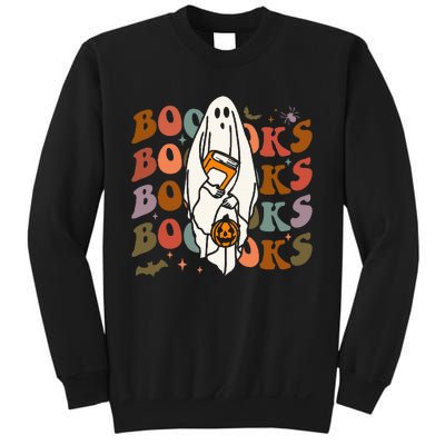 Booooks Ghost Halloween Groovy Vintage Teacher Book Reading Sweatshirt