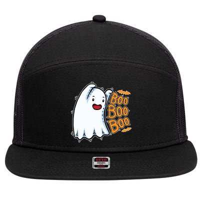 Boo Ghost Halloween Cute 7 Panel Mesh Trucker Snapback Hat