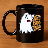 Boo Ghost Halloween Cute 11oz C Handle Ceramic Mug