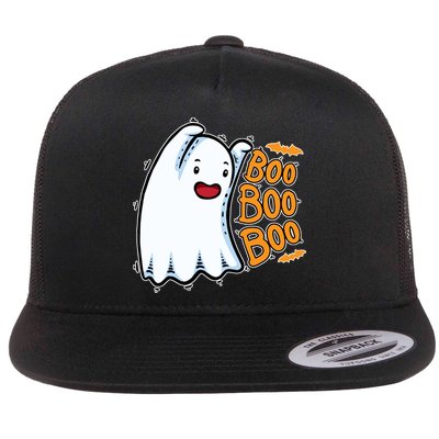 Boo Ghost Halloween Cute Flat Bill Trucker Hat