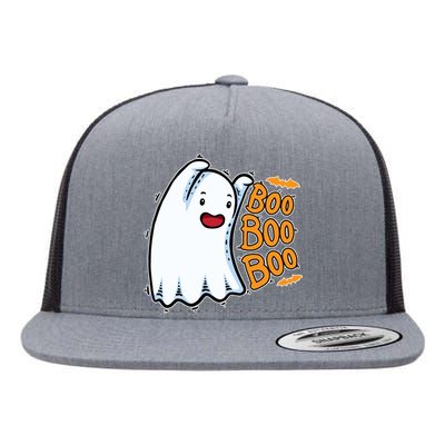 Boo Ghost Halloween Cute Flat Bill Trucker Hat