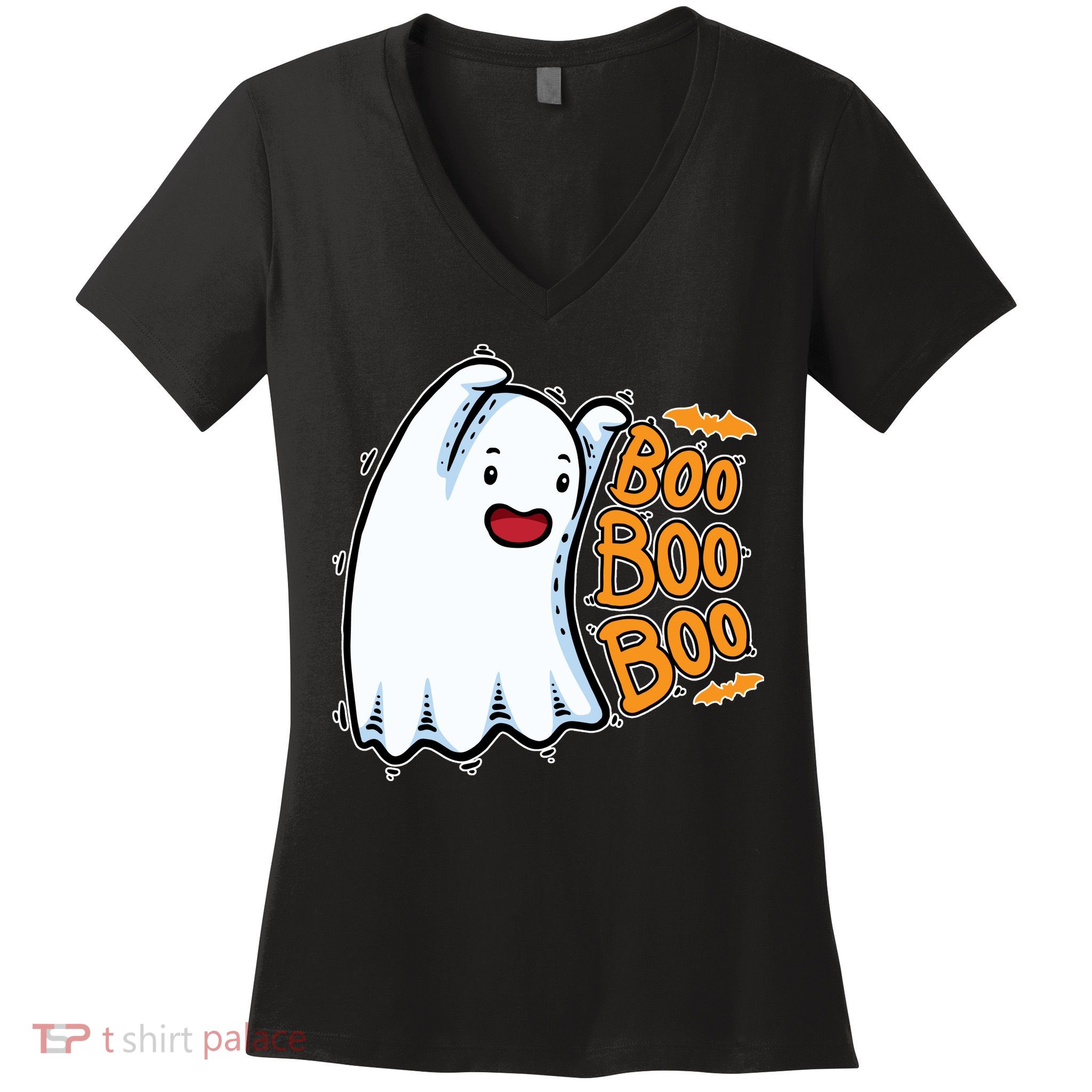 Boo Ghost Halloween Cute Women's V-Neck T-Shirt