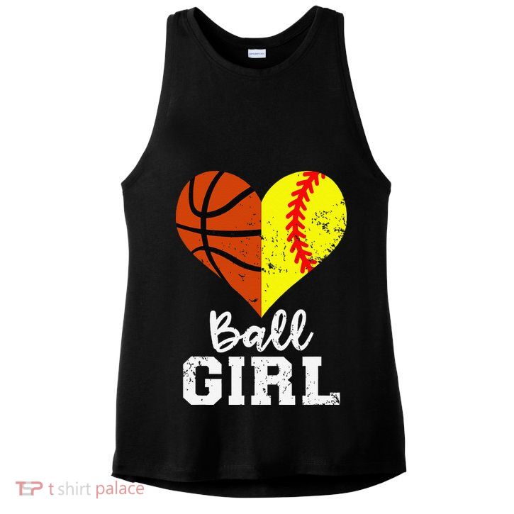 Ball Girl Heart Funny Softball Basketball Girl Ladies PosiCharge Tri-Blend Wicking Tank