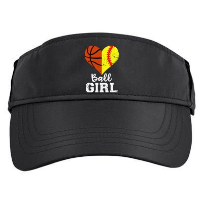 Ball Girl Heart Funny Softball Basketball Girl Adult Drive Performance Visor