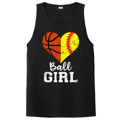 Ball Girl Heart Funny Softball Basketball Girl PosiCharge Competitor Tank