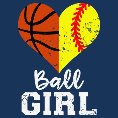 Ball Girl Heart Funny Softball Basketball Girl T-Shirt