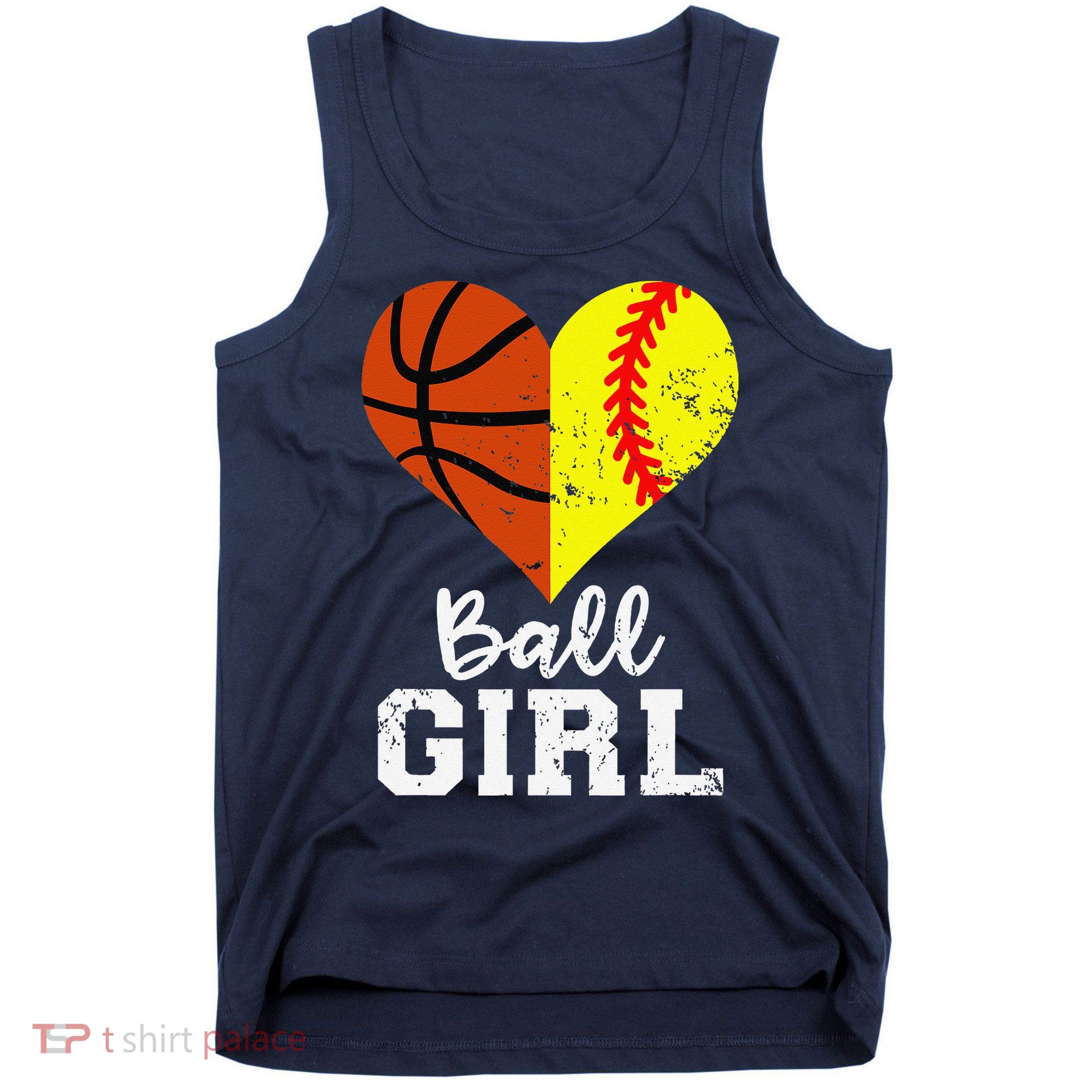 Ball Girl Heart Funny Softball Basketball Girl Tank Top