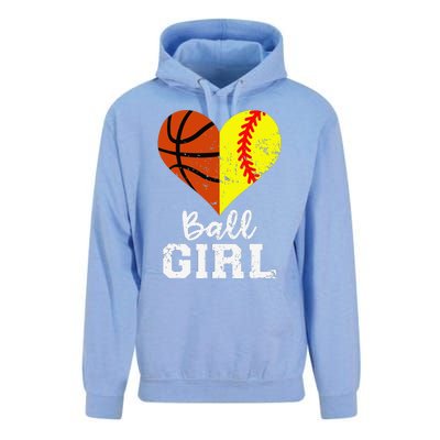 Ball Girl Heart Funny Softball Basketball Girl Unisex Surf Hoodie