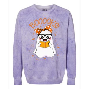 Booooks Ghost Halloween Teacher Book Library Reading Colorblast Crewneck Sweatshirt