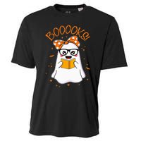 Booooks Ghost Halloween Teacher Book Library Reading Cooling Performance Crew T-Shirt