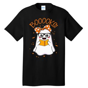 Booooks Ghost Halloween Teacher Book Library Reading Tall T-Shirt