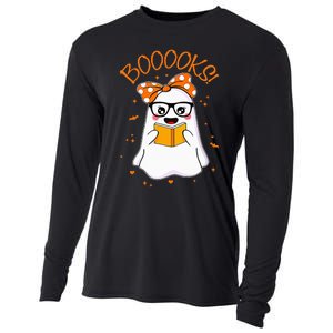 Booooks Ghost Halloween Teacher Book Library Reading Cooling Performance Long Sleeve Crew