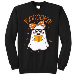 Booooks Ghost Halloween Teacher Book Library Reading Tall Sweatshirt