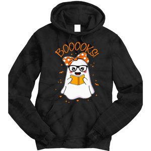 Booooks Ghost Halloween Teacher Book Library Reading Tie Dye Hoodie