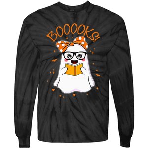 Booooks Ghost Halloween Teacher Book Library Reading Tie-Dye Long Sleeve Shirt