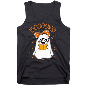 Booooks Ghost Halloween Teacher Book Library Reading Tank Top