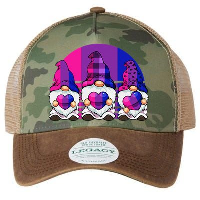 Bisexual Gnome Hearts LGBTQ Retro Subtle Bi Pride Flag Legacy Tie Dye Trucker Hat