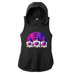 Bisexual Gnome Hearts LGBTQ Retro Subtle Bi Pride Flag Ladies PosiCharge Tri-Blend Wicking Draft Hoodie Tank