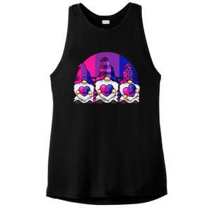 Bisexual Gnome Hearts LGBTQ Retro Subtle Bi Pride Flag Ladies PosiCharge Tri-Blend Wicking Tank