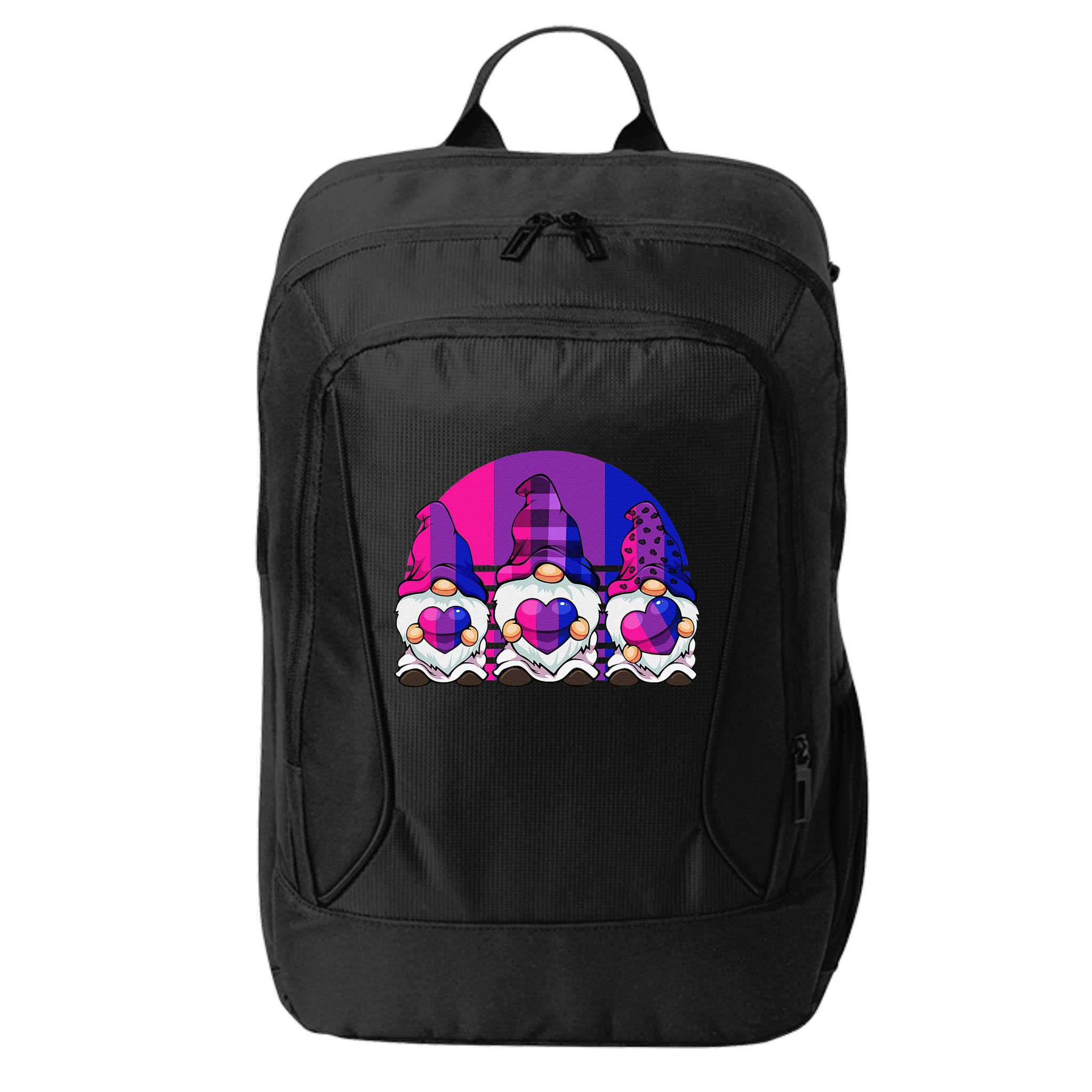 Bisexual Gnome Hearts LGBTQ Retro Subtle Bi Pride Flag City Backpack