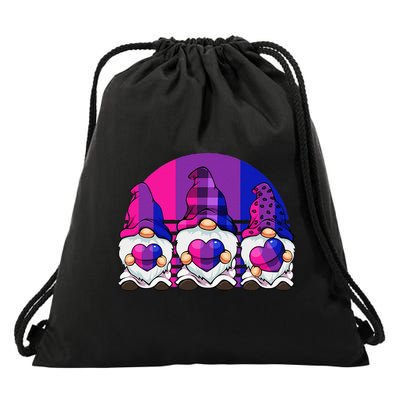 Bisexual Gnome Hearts LGBTQ Retro Subtle Bi Pride Flag Drawstring Bag