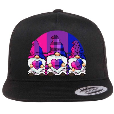Bisexual Gnome Hearts LGBTQ Retro Subtle Bi Pride Flag Flatbill Hat